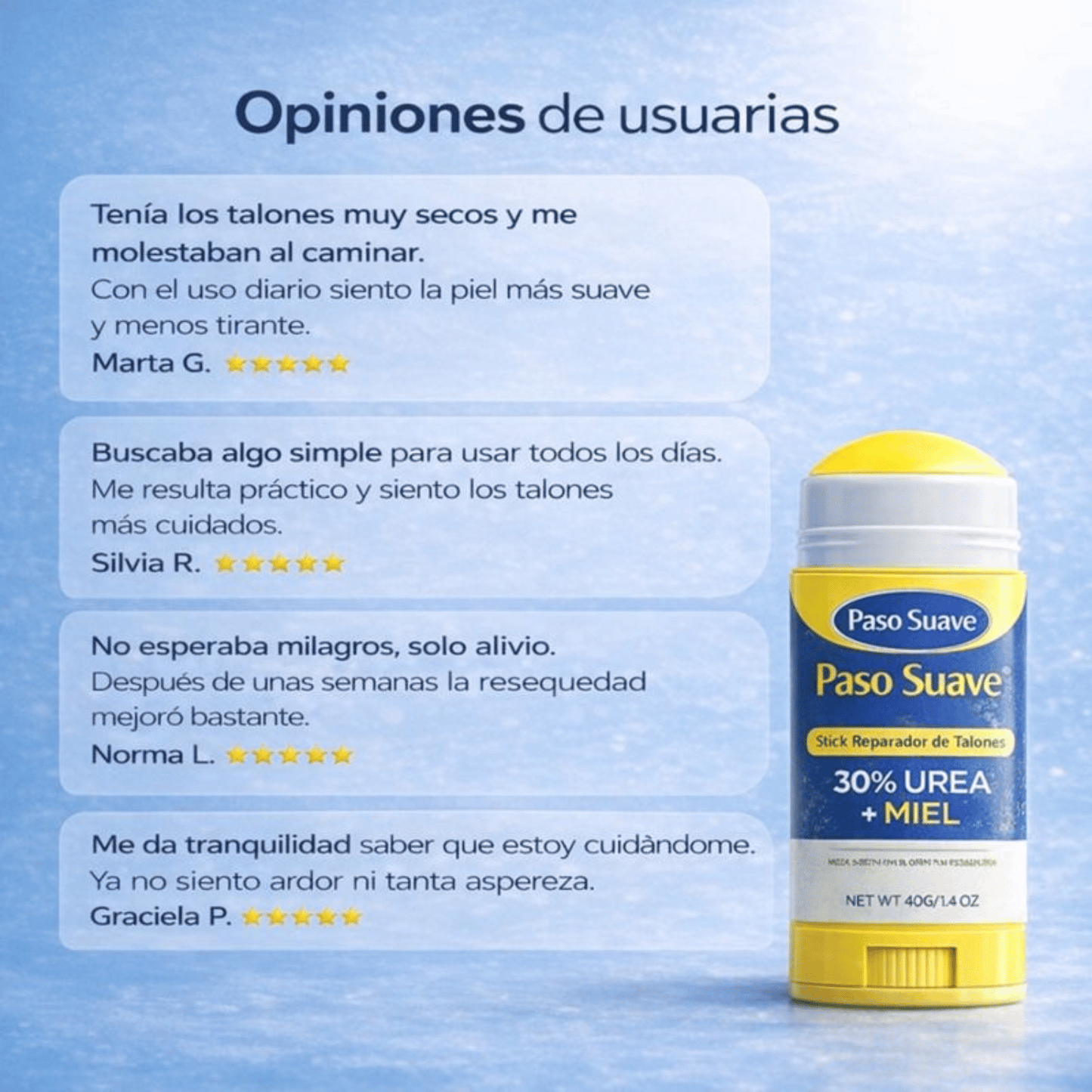 Paso Suave® – Stick reparador para talones secos
